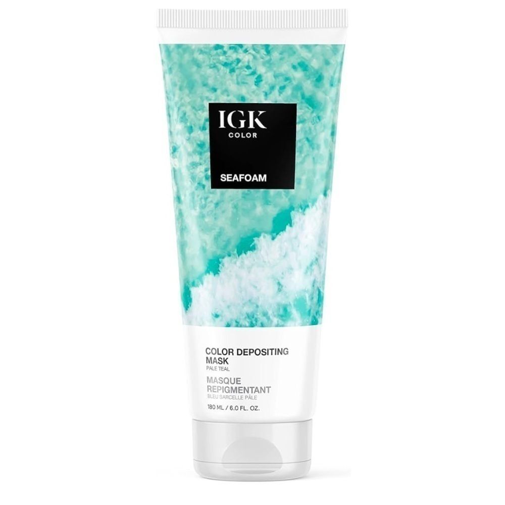 IGK Seafoam Pale Teal Color Depositing Conditioning Hair Mask Full Size 6 Oz NWT